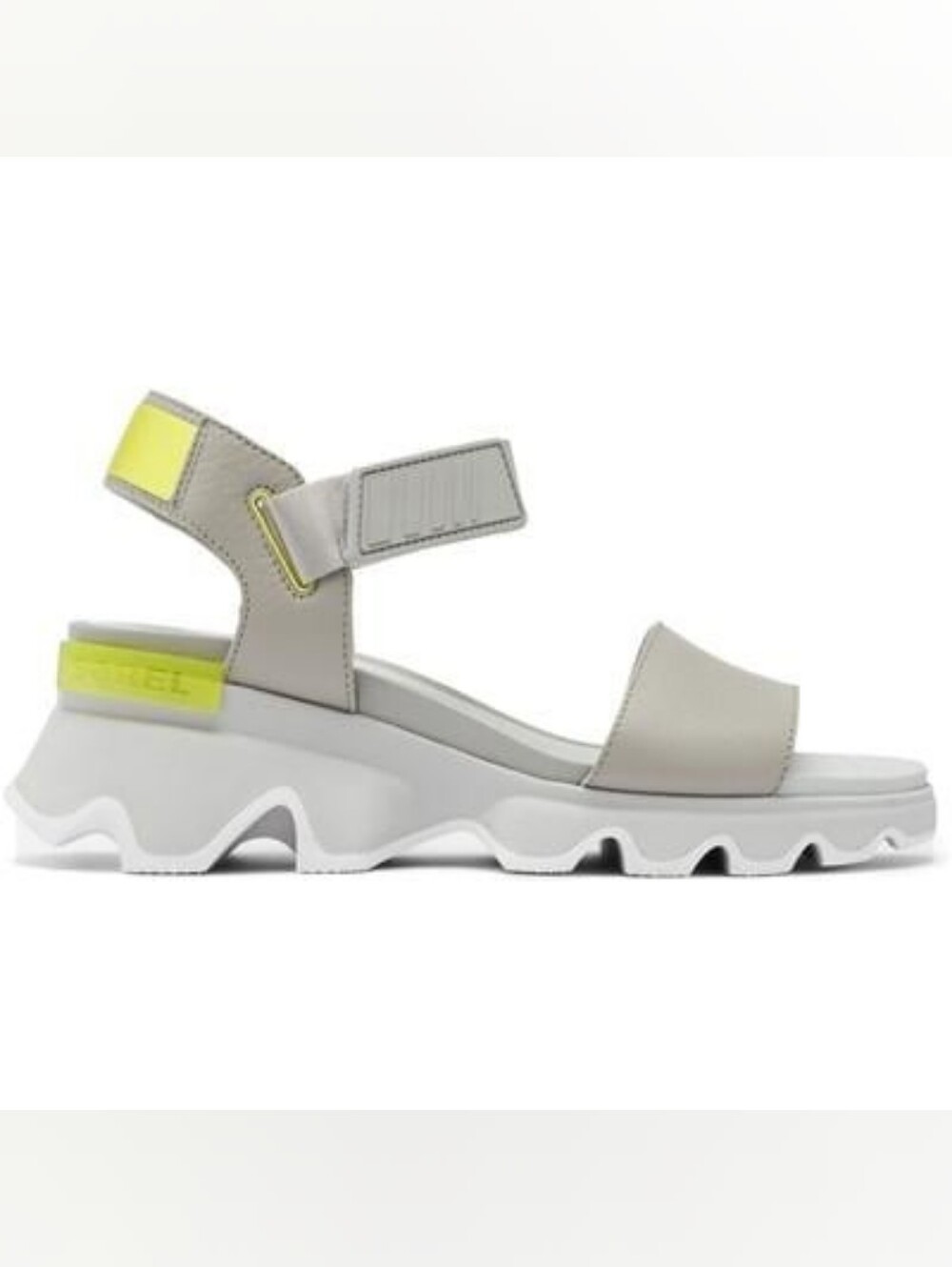 Sorel Kinetic Women's Neutral Gray Sport Sandal with Neon Accent - 7.5M